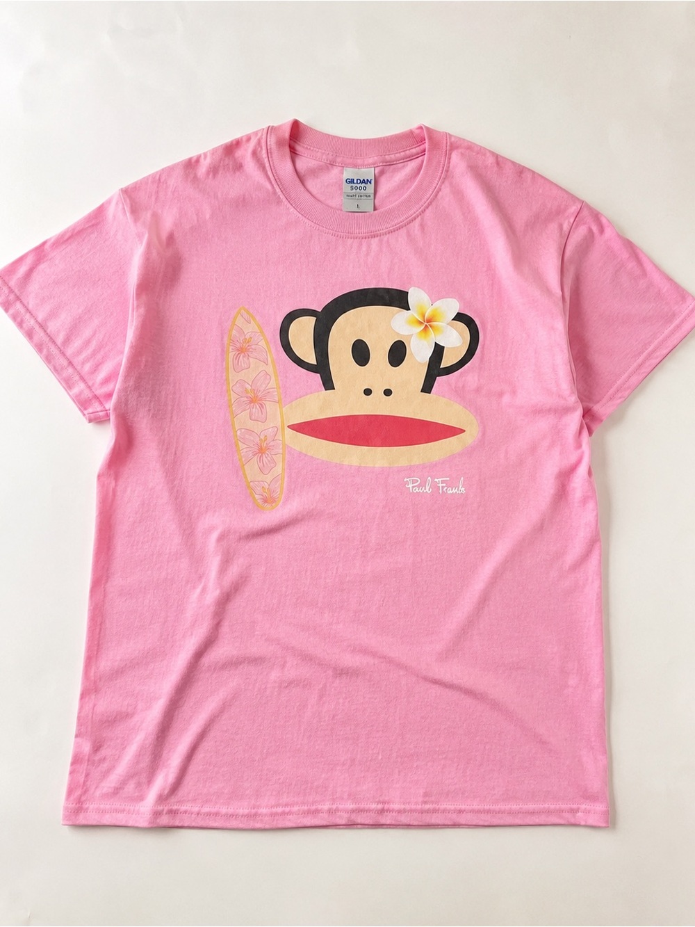 Pink Graphic Monkey Surf T-Shirt